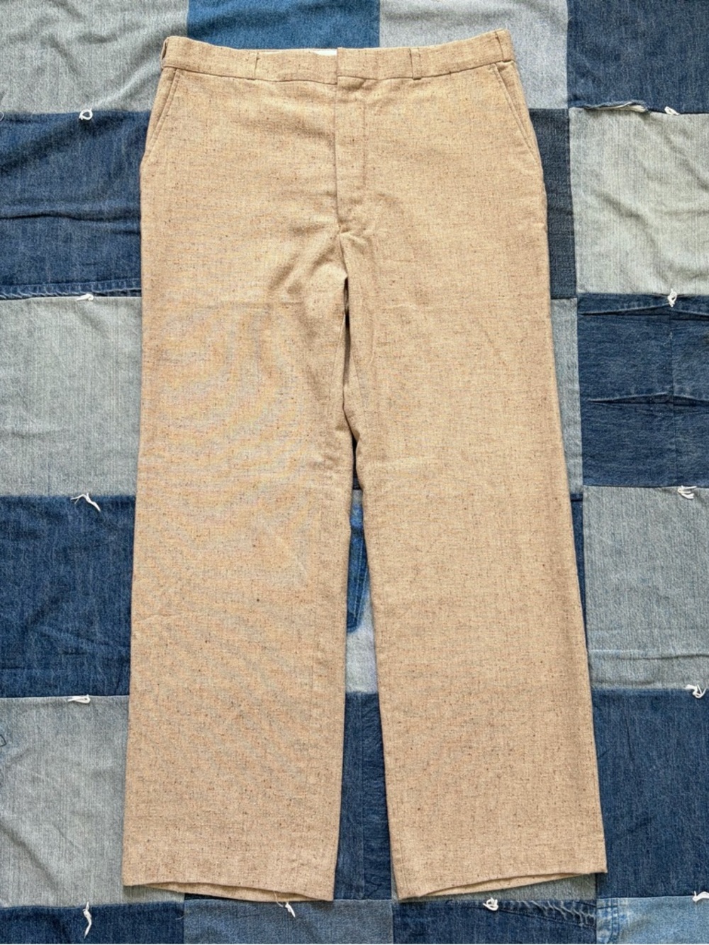 Vintage Tan Trouser Pants Salvation Thompson Co. 70s Speckled Woven 34x28